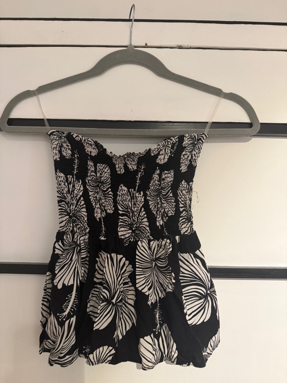 Black & White Floral Smocked tube top